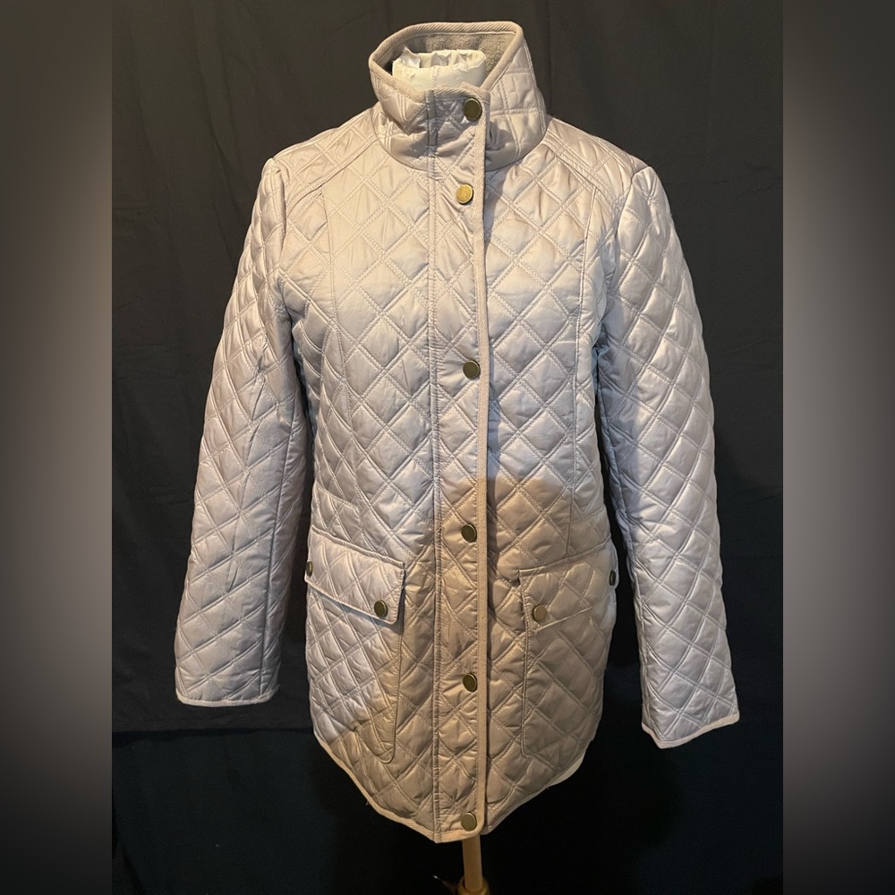 Lucky Brand Women's Small Quilted Puffer Jacket - Light Gray Tan NWD
